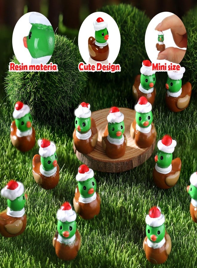 Arrowbash مجموعة أروباش من 100 قطعة من تماثيل البط البري الصغيرة المصنوعة من الراتنج مع قبعة سانتا، زينة عيد الميلاد، هدايا مثالية لحفلات الكبار - Image 4